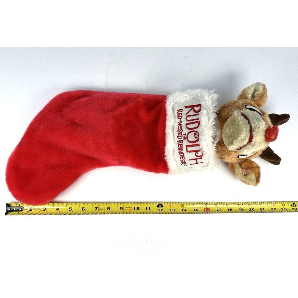 Rudolph Red-Nosed Reindeer Singing Light Up Plush Stocking 1992 Gemmy 23